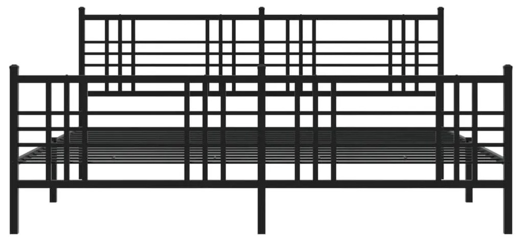 Πλαίσιο Κρεβατιού με Κεφαλάρι&amp;Ποδαρικό Μαύρο 183x213εκ. Μέταλλο - Μαύρο