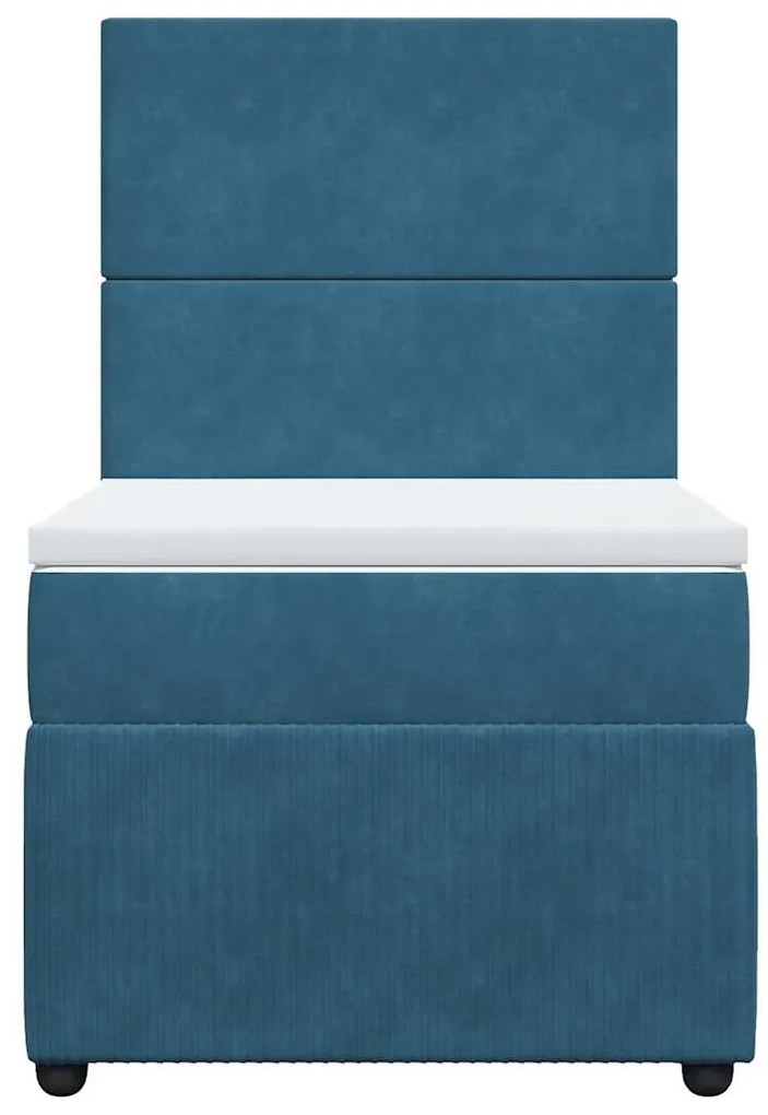 vidaXL Κρεβάτι Boxspring με Στρώμα Σκούρο Μπλε 90x200 εκ. Βελούδινο