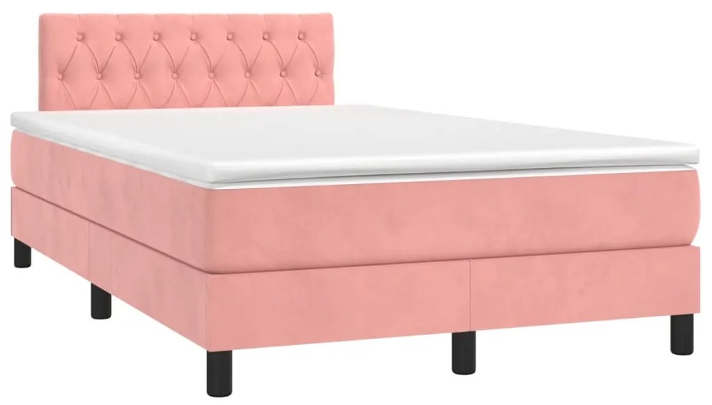 vidaXL Κρεβάτι Boxspring με Στρώμα Ροζ 120x190 εκ. Βελούδινο