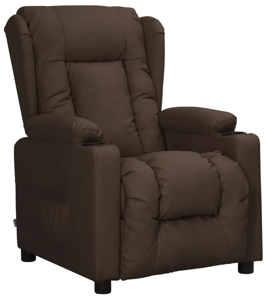 vidaXL Πολυθρόνα Μασάζ με Ανύψωση Γυαλ. Καφέ Συνθ. Δέρμα