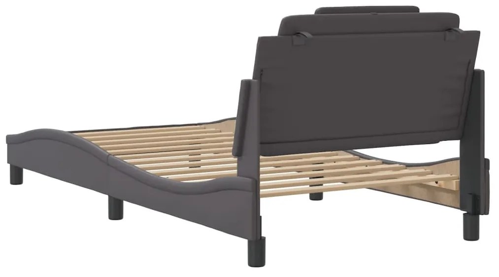 vidaXL Σκελετός Κρεβατιού Viana Χωρίς Στρώμα Γκρι 100x200 εκ. Συνθετικό Δέρμα