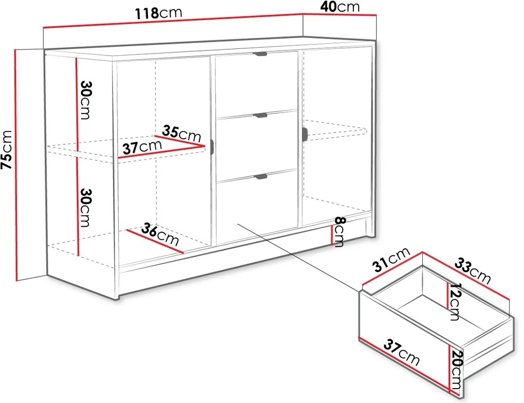 Συρταριέρα Tireno 2D3SZ-Leuko