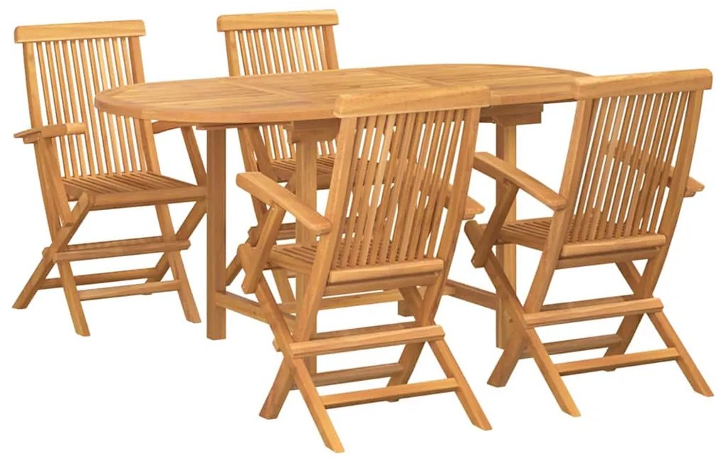 vidaXL Σέτ φαγητού για κήπο 5 pcs Καφέ Μασίφ ξύλο teak