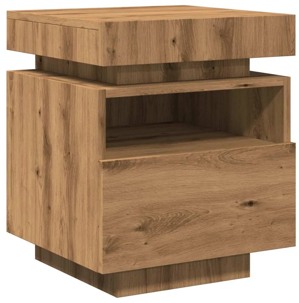 vidaXL Κομοδίνα με φώτα LED 2 τεμ Artisan Oak 40x39x48,5 cm