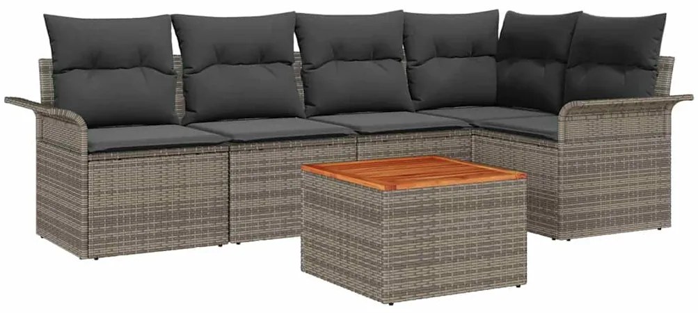 vidaXL Σετ Καναπέ Κήπου με μαξιλάρι 6 pcs Γκρι συνθετικό ρατάν