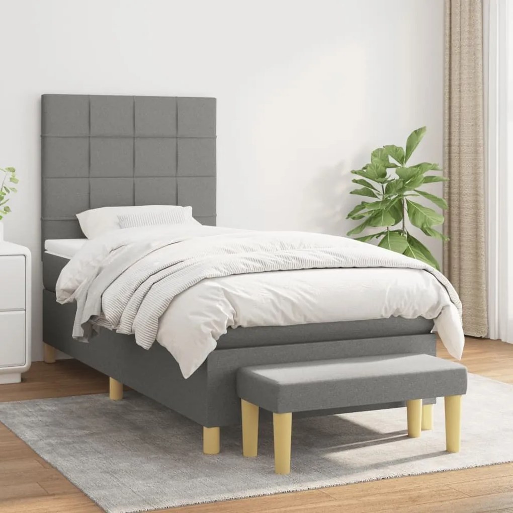 ΚΡΕΒΑΤΙ BOXSPRING ΜΕ ΣΤΡΩΜΑ ΣΚΟΥΡΟ ΓΚΡΙ 80X200 ΕΚ. ΥΦΑΣΜΑΤΙΝΟ 3137110