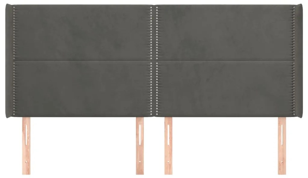 Κεφαλάρι με Πτερύγια Σκούρο Γκρι 203x16x118/128 εκ. Βελούδινο 3119507