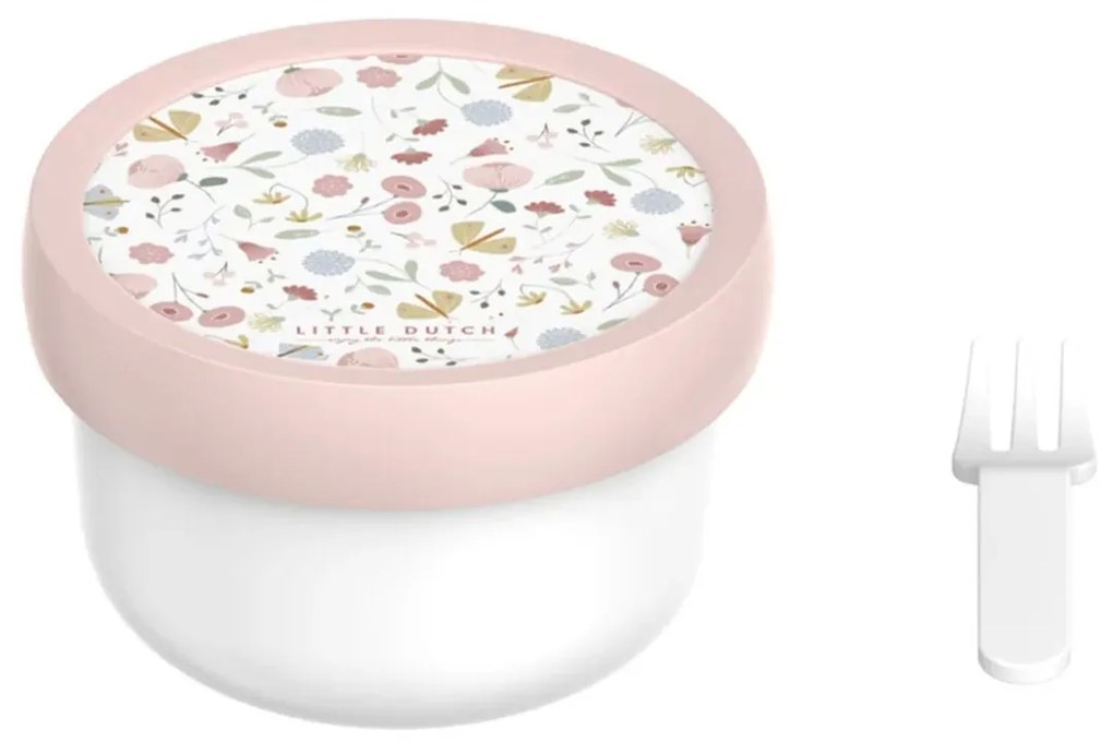 Φαγητοδοχείο Με Καπάκι + Πιρούνι (Σετ) Little Dutch Flowers &amp; Butterflies MEP107430065243
