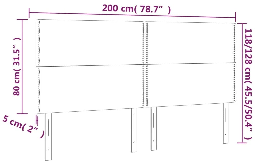 vidaXL Κεφαλάρι Κρεβατιού LED Μαύρο 200x5x118/128 εκ. Υφασμάτινο