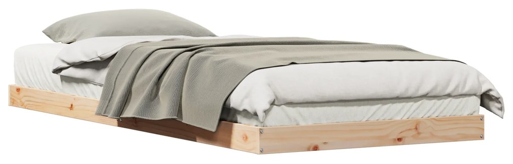 vidaXL Κρεβάτι δαπέδου Φυσικό 80 x 210 cm Μασίφ ξύλο πεύκου