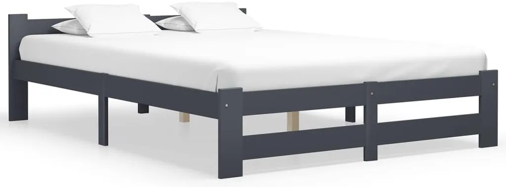 vidaXL Πλαίσιο Κρεβατιού Σκούρο Γκρι 160x200 εκ. από Μασίφ Ξύλο Πεύκου
