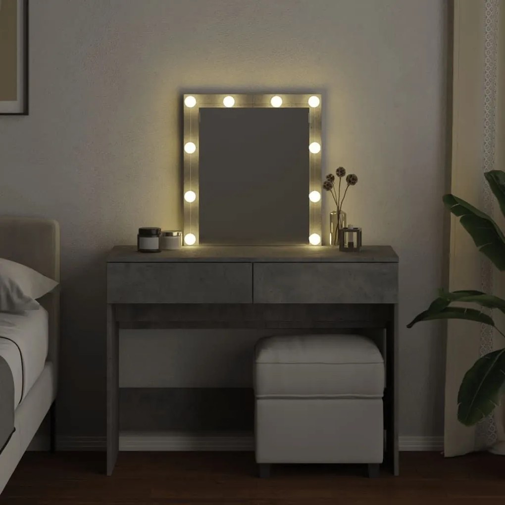 Μπουντουάρ με LED Γκρι Σκυροδέματος 100x40x130 εκ. - Γκρι