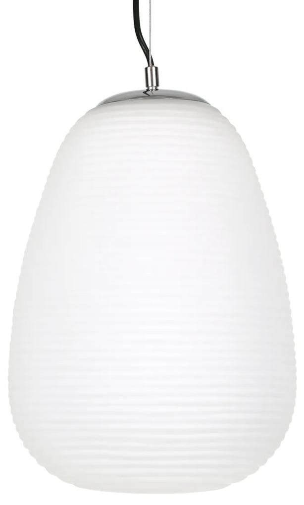 FREYA 00745 Μοντέρνο Κρεμαστό Φωτιστικό Οροφής Μονόφωτο Λευκό Γυάλινο Φ24 x Υ35cm