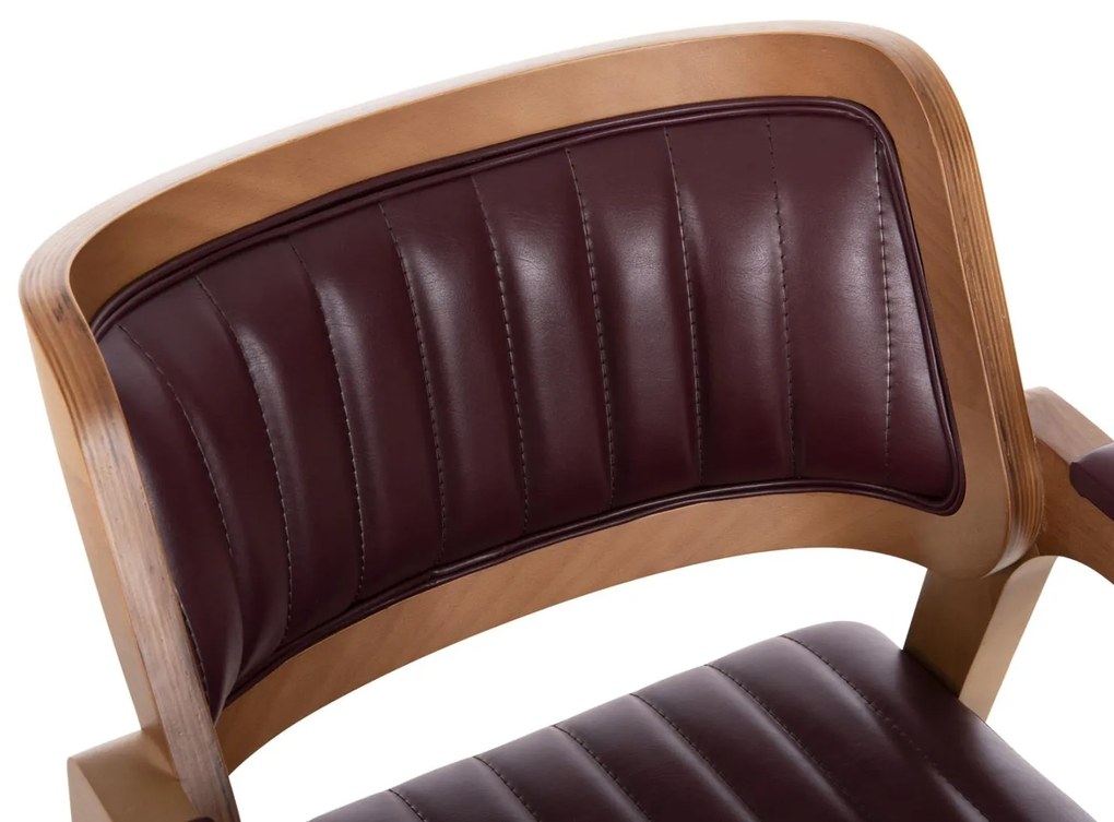 Πολυθρόνα BELMON Ξύλο Καρυδιάς σε Oak και PU σε κερασί 55x57x81Υεκ. 6αδα 55x57x81 εκ.