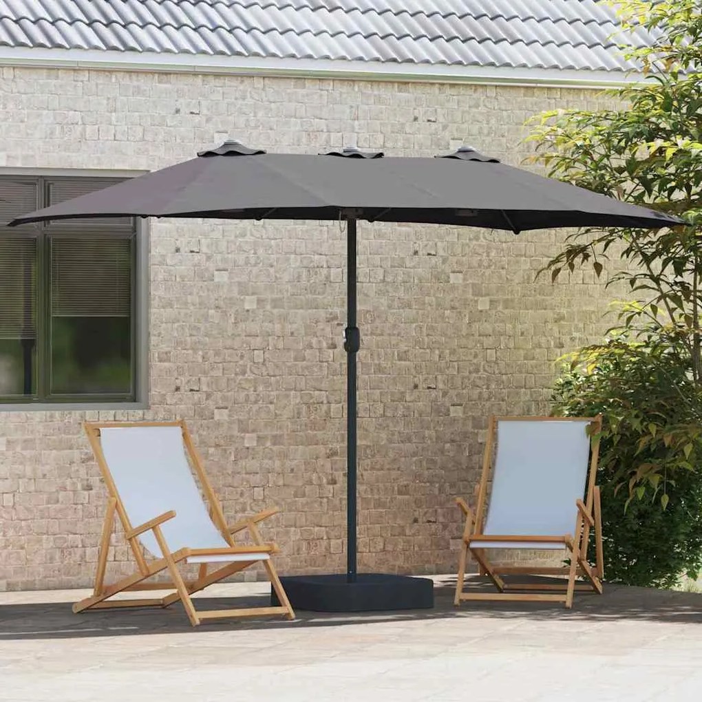 vidaXL Ομπρέλα Κήπου Ανθρακί 385 x 209 x 244 εκατοστά ύφασμα