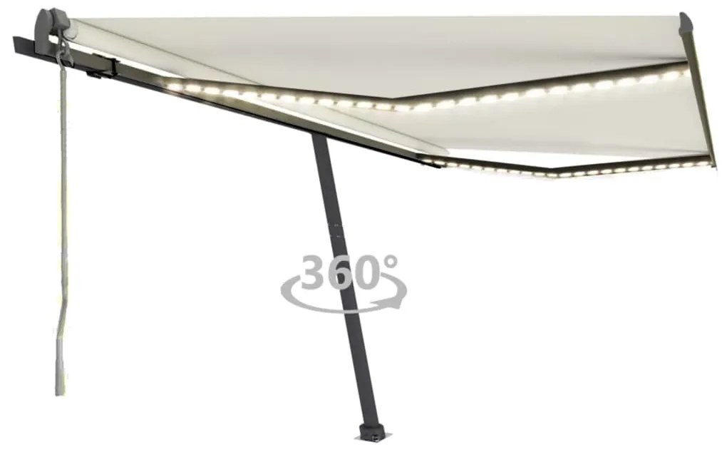 vidaXL Τέντα Αυτόματη με LED και Αισθητήρα Ανέμου Κρεμ 450 x 300 εκ.