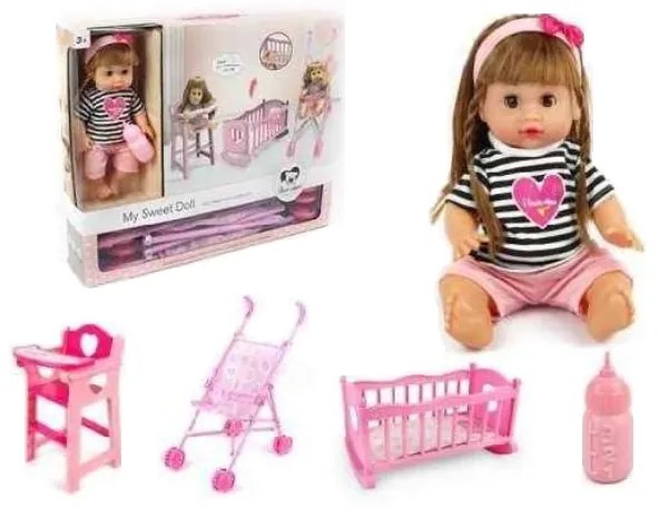 Κούκλα Μωρό με Καροτσάκι και Αξεσουάρ Φροντίδας