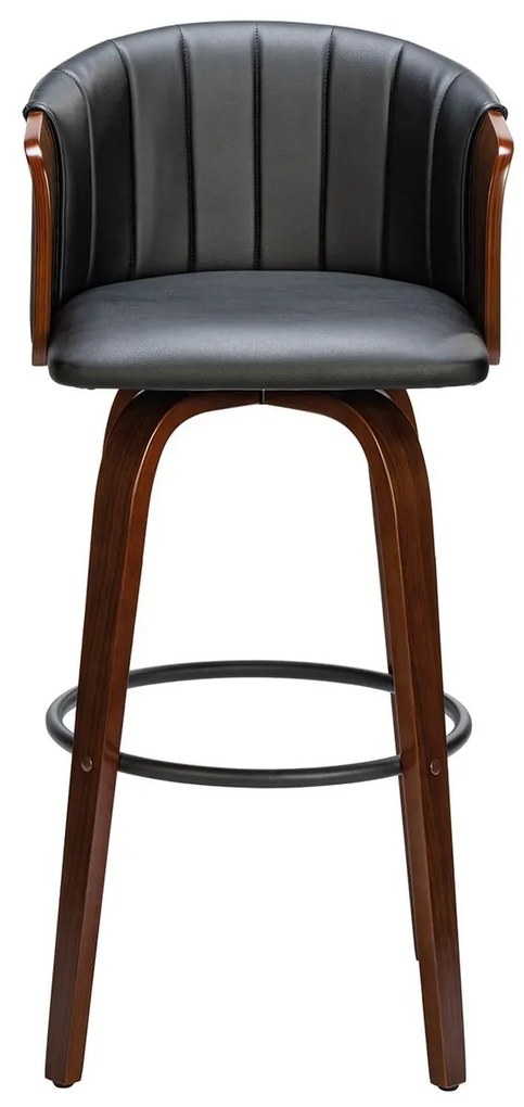 ENZO Σκαμπό Bar Καρυδί, Pu Μαύρο 50x50x78/103cm