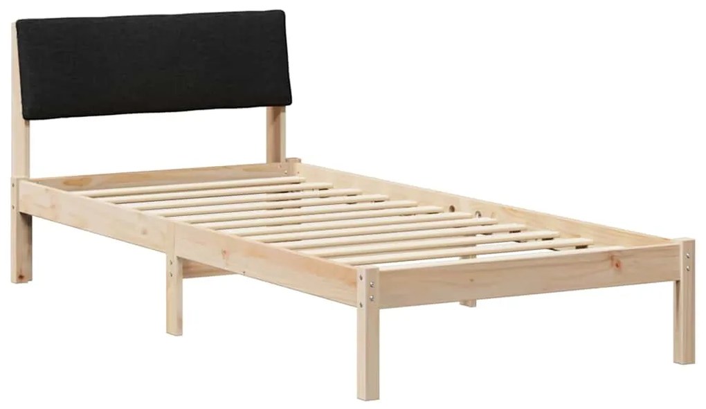 vidaXL Σκελετός Κρεβατιού Καφέ και μαύρο 90 x 190 cm Μασίφ ξύλο πεύκου