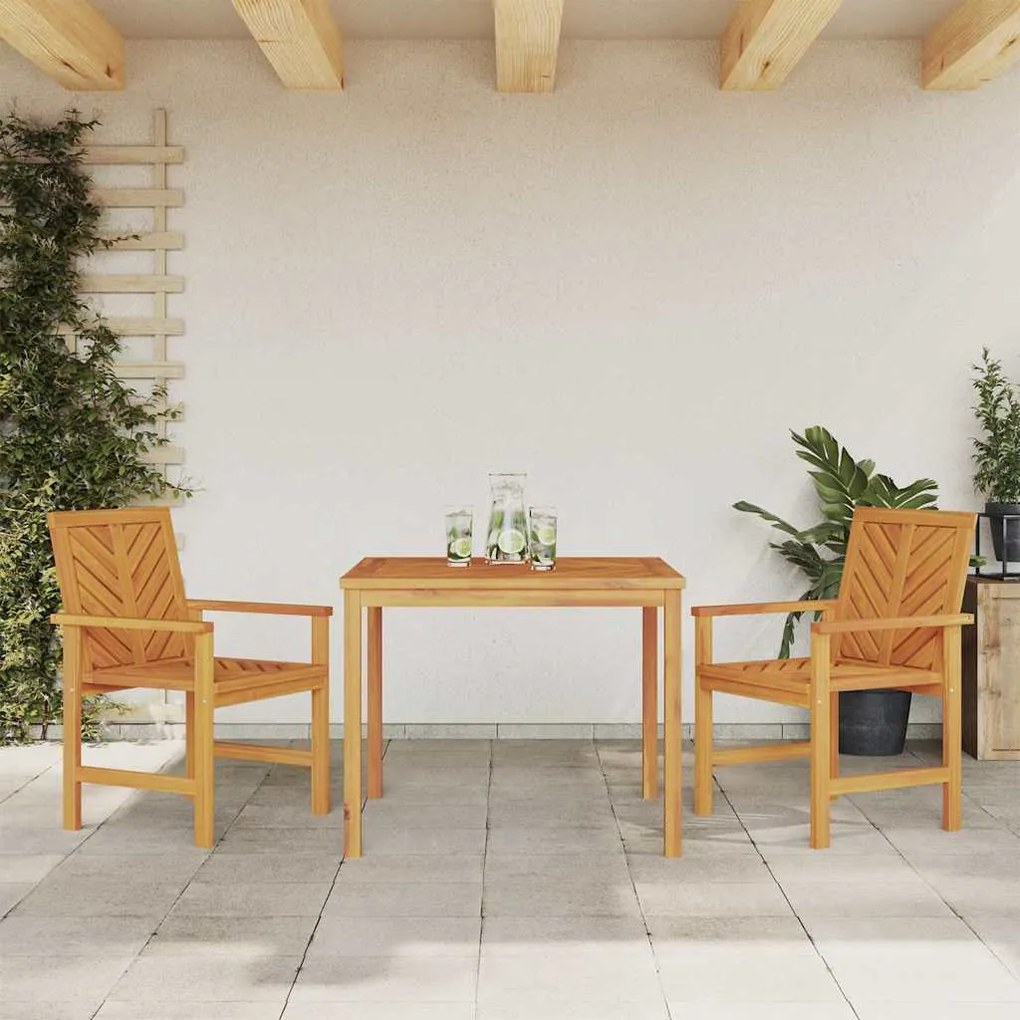 vidaXL Σέτ φαγητού για κήπο 3 pcs Καφέ 90 x 90 x 74 cm