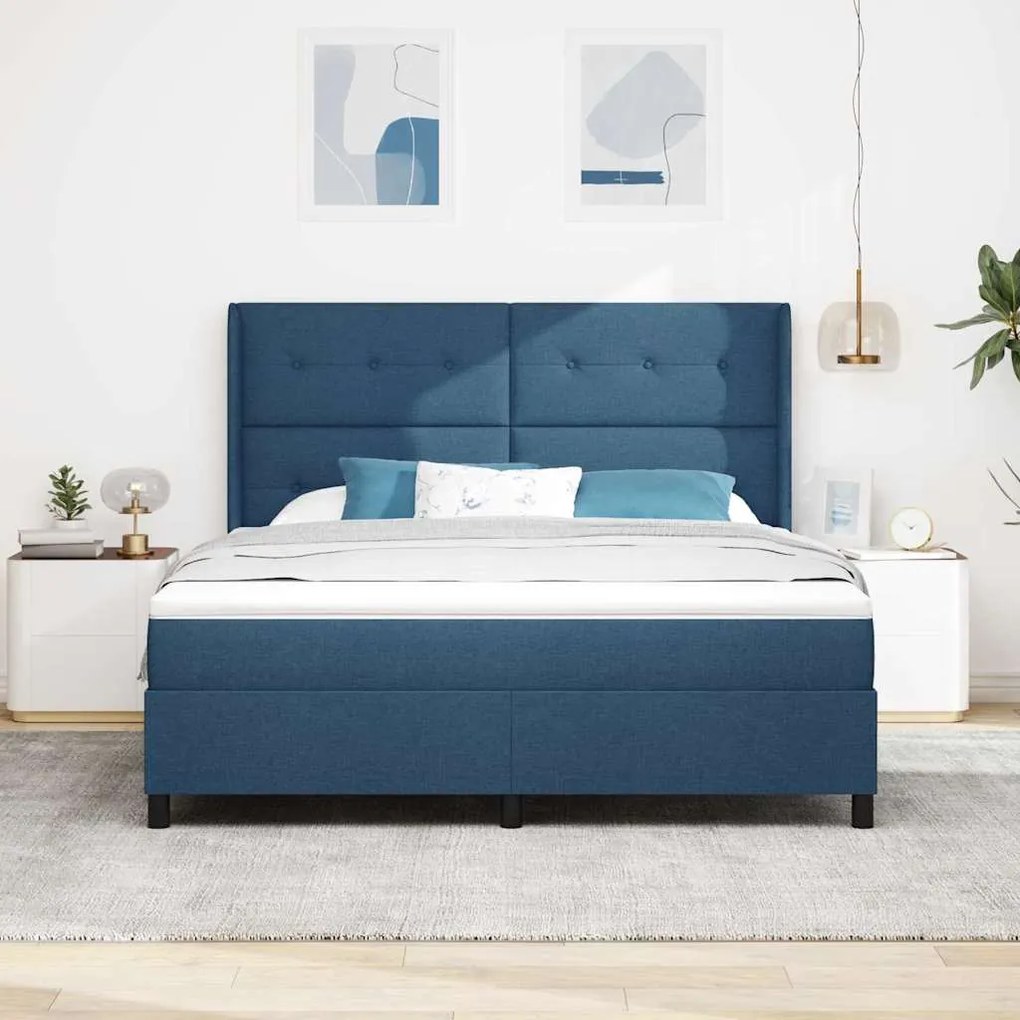 vidaXL Κρεβάτι με ελατήρια με στρώμα Μπλε 180 x 200 cm ύφασμα