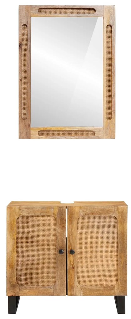 vidaXL Σετ Μπάνιου με αποθήκευση 2 pcs Καφέ Στερεό ξύλο μάνγκο