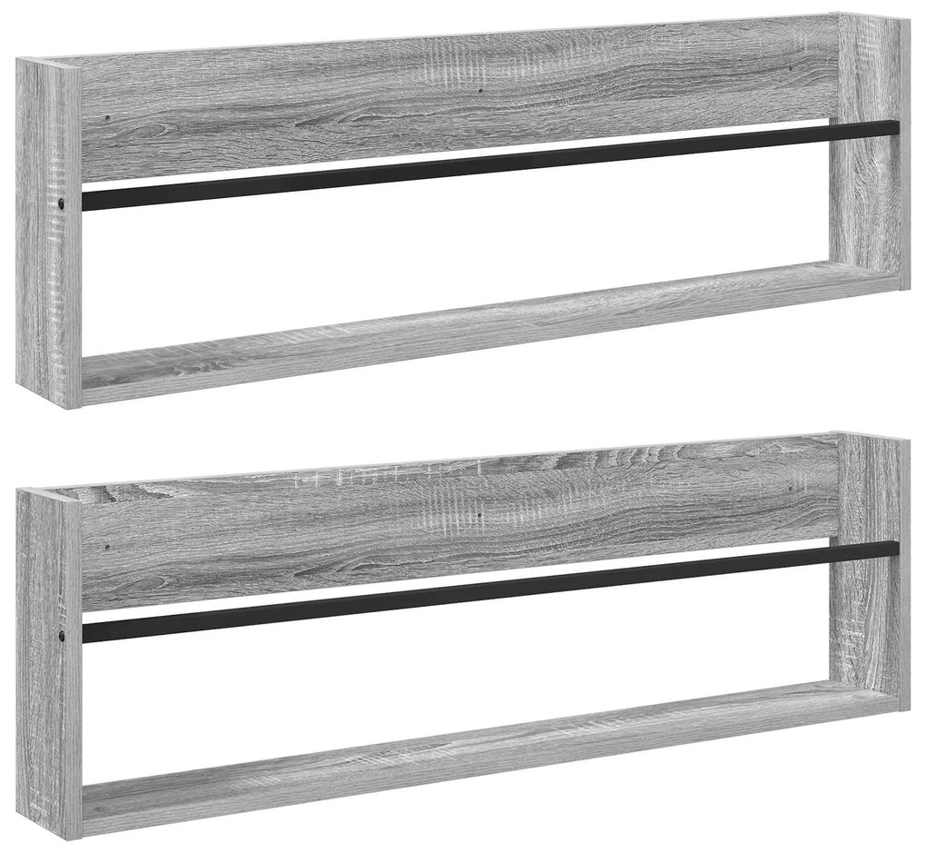 vidaXL Ράφι Περιοδικών με ράφι 2 pcs Γκρίζο Σονομα 100 x 12 x 30 εκ