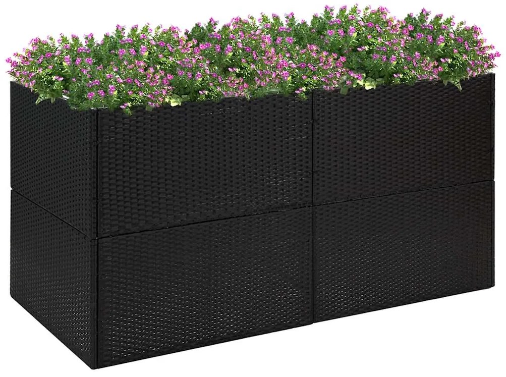 vidaXL Ζαρντινιέρα Κήπου Μαύρη 157 x 80 x 80 εκ. από Συνθετικό Ρατάν