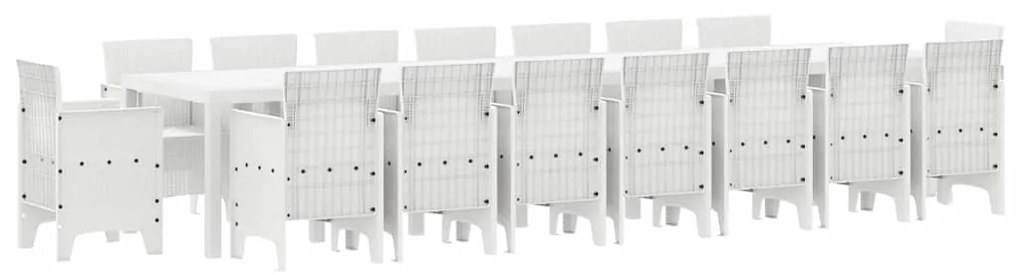 vidaXL Σέτ φαγητού για κήπο 17 pcs Λευκό Rattan Polt