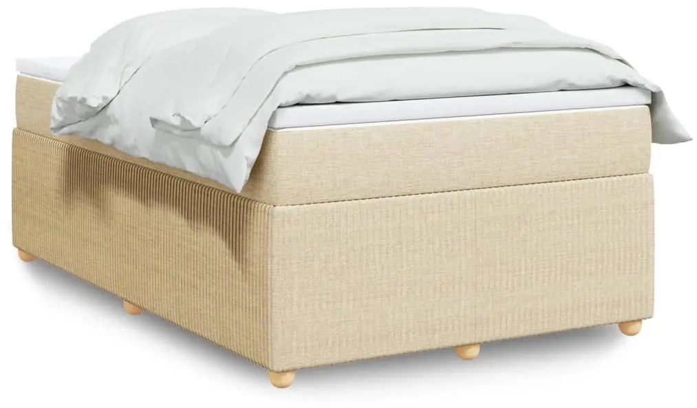 vidaXL Κρεβάτι Boxspring με Στρώμα Κρεμ 120x200 εκ. Υφασμάτινο