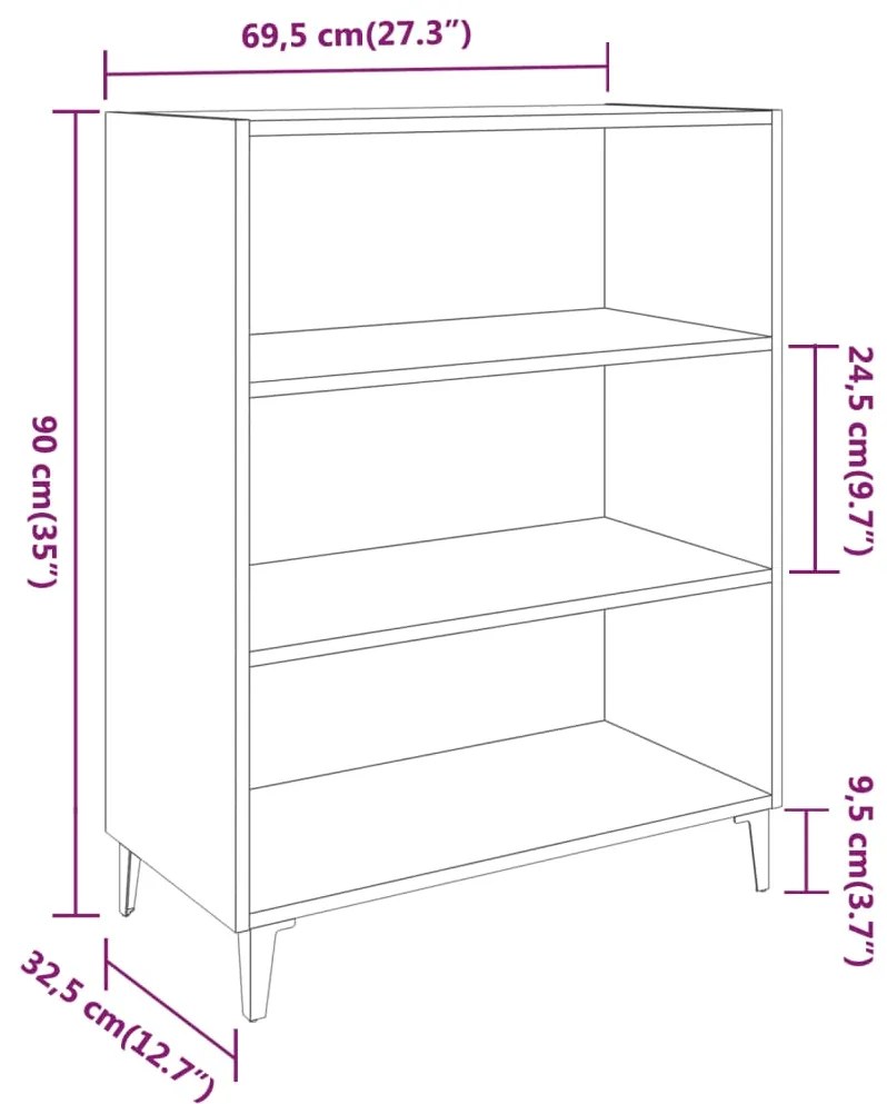vidaXL Ντουλάπι Γκρι Σκυροδέματος 69,5x32,5x90 εκ. Επεξεργασμένο Ξύλο