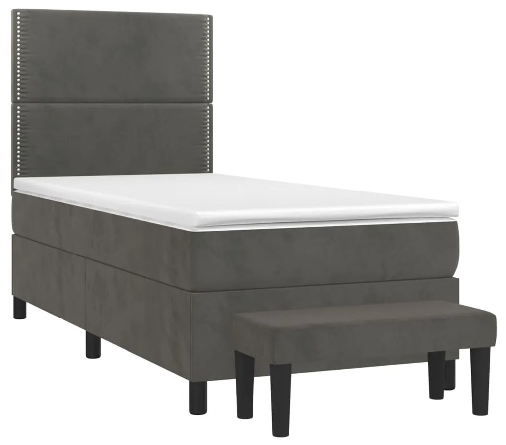 ΚΡΕΒΑΤΙ BOXSPRING ΜΕ ΣΤΡΩΜΑ ΣΚΟΥΡΟ ΓΚΡΙ 90X200 ΕΚ. ΒΕΛΟΥΔΙΝΟ 3137762