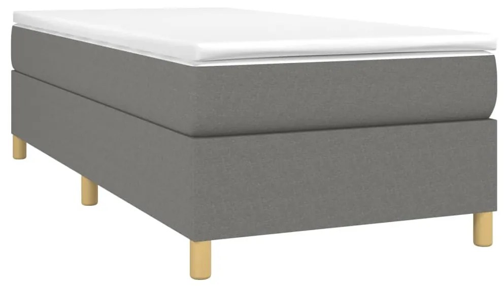 vidaXL Κρεβάτι Boxspring με Στρώμα Σκούρο Γκρι 90x200 εκ. Υφασμάτινο