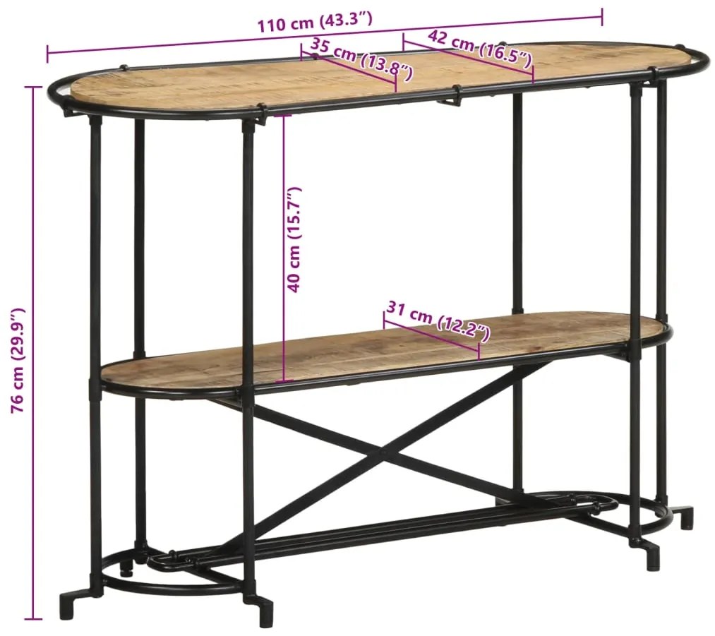 Τραπέζι Κονσόλα 110x42x76 εκ. από Μασίφ Ξύλο Μάνγκο - Καφέ