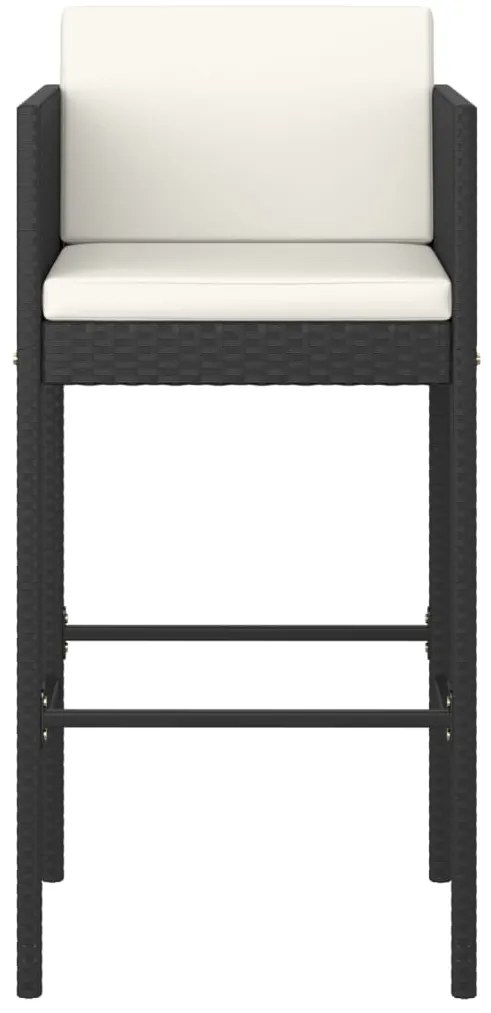 vidaXL Σκαμπό Μπαρ 2 τεμ. Μαύρο από Συνθετικό Ρατάν με Μαξιλάρια