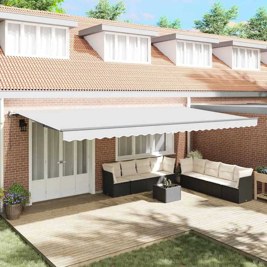vidaXL Αυτόματη Ανασυρόμενη Τέντα Λευκή 600x300 cm
