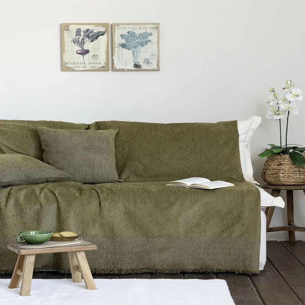 Ριχτάρι Plain Green Nima Three-Seater 180x300cm Chenille