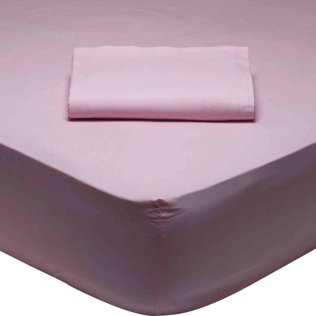 Σεντόνι 1012 Best Colors Pink Das Home Υπέρδιπλο 230x260cm Χωρίς Λάστιχο 100% Βαμβάκι