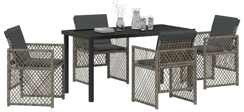vidaXL Σέτ φαγητού για κήπο 5 pcs Γκρι συνθετικό ρατάν