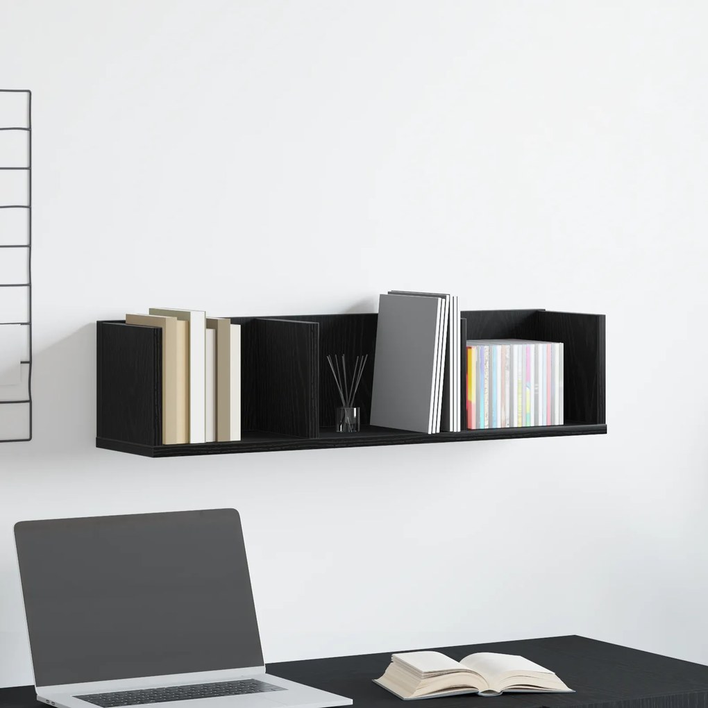 vidaXL Ράφι CD Μαύρη Δρυς 75x18x18 εκ Επεξεργασμένο ξύλο