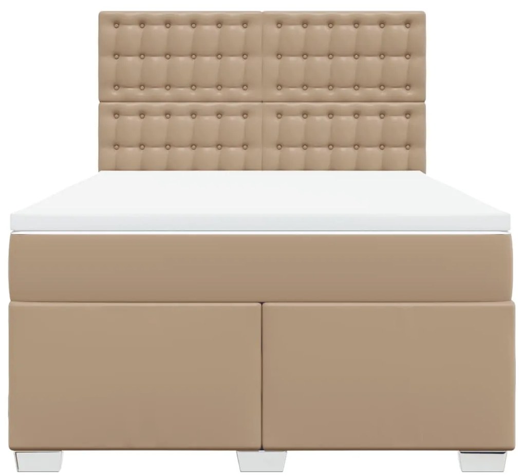 vidaXL Κρεβάτι Boxspring με Στρώμα Καπουτσίνο 160x200εκ.από Συνθ.Δέρμα