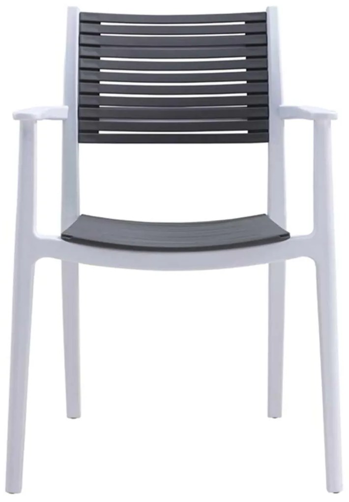 Πολυθρόνα AKRON PP Λευκή/Γκρι 60x55x85cm