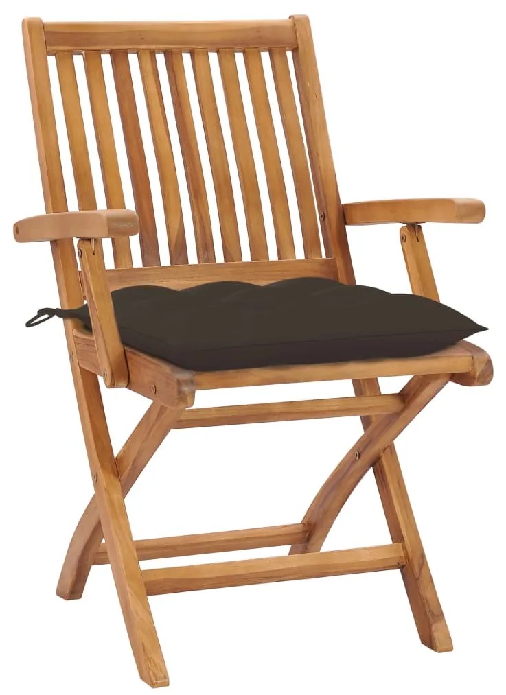 vidaXL Καρέκλες Κήπου 2 τεμ. από Μασίφ Ξύλο Teak με Taupe Μαξιλάρια