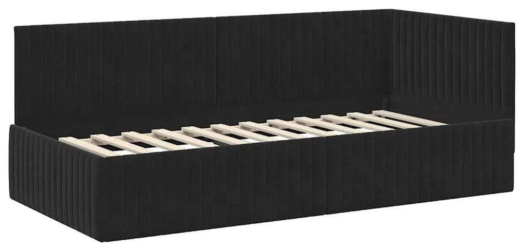 vidaXL Κρεβάτι Γωνίας με κεφαλάρι Μαύρο 90 x 190 cm Βελούδο