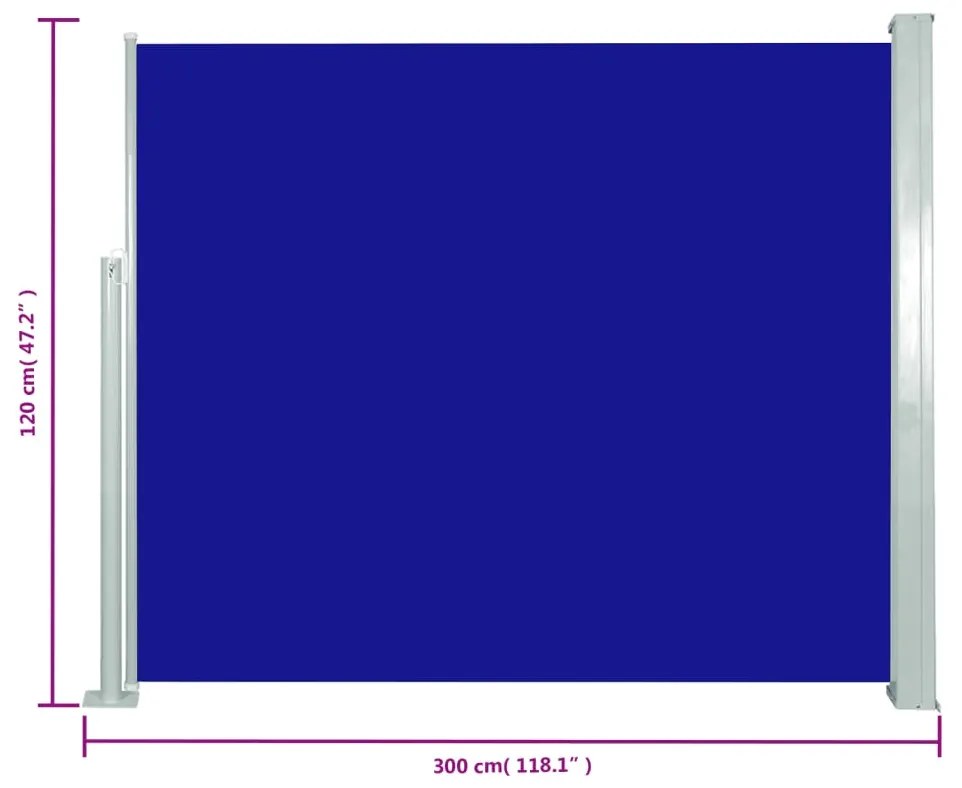 Σκίαστρο Πλαϊνό Συρόμενο Μπλε 120 x 300 εκ. - Μπλε