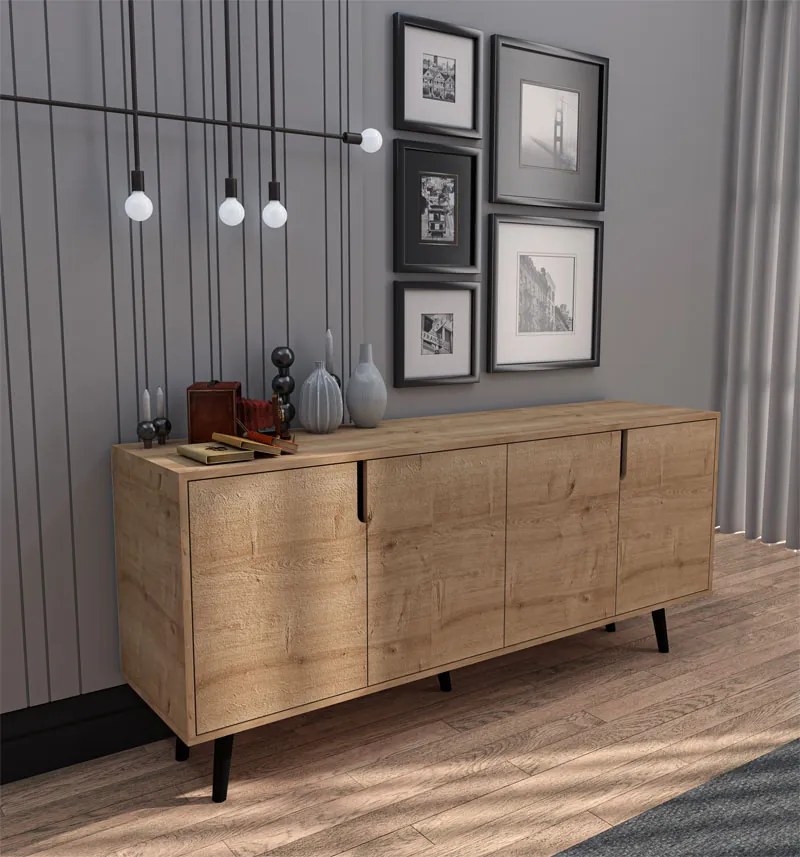 Μπουφές Sennan pakoworld μελαμίνης oak 180x45x80εκ (1 τεμάχια)