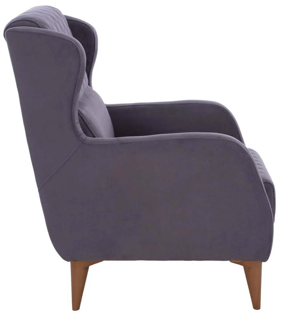 Πολυθρόνα - Μπερζέρα HAYES C9135.01 Γκρί Βελούδο 70x83x96 εκ. 70x83x96 εκ.