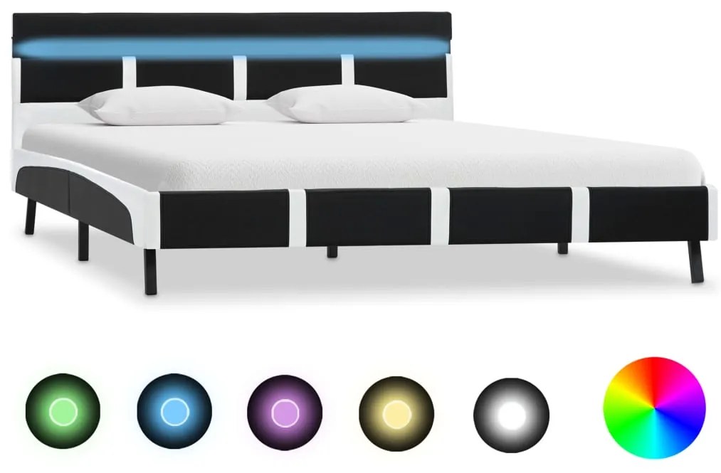 Πλαίσιο Κρεβατιού με LED Μαύρο 140x200 εκ. από Συνθετικό Δέρμα
