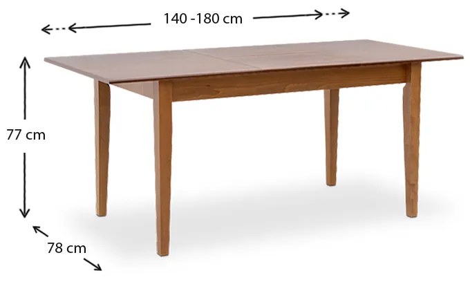Τραπέζι Adare Megapap μασίφ ξύλο-MDF επεκτεινόμενο χρώμα καρυδί 140/180x78x77εκ. - GP039-0008,1 - GP039-0008,1