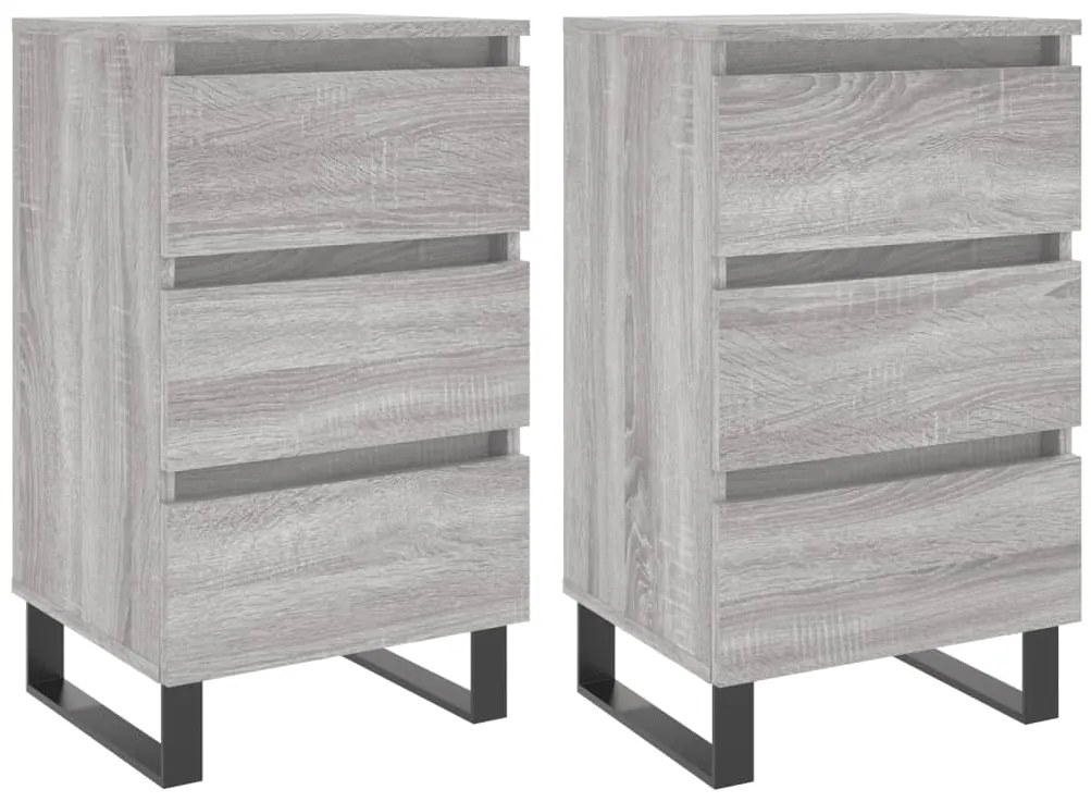 vidaXL Κομοδίνα 2 τεμ. Γκρι Sonoma 40x35x69 εκ. από Επεξεργασμένο Ξύλο